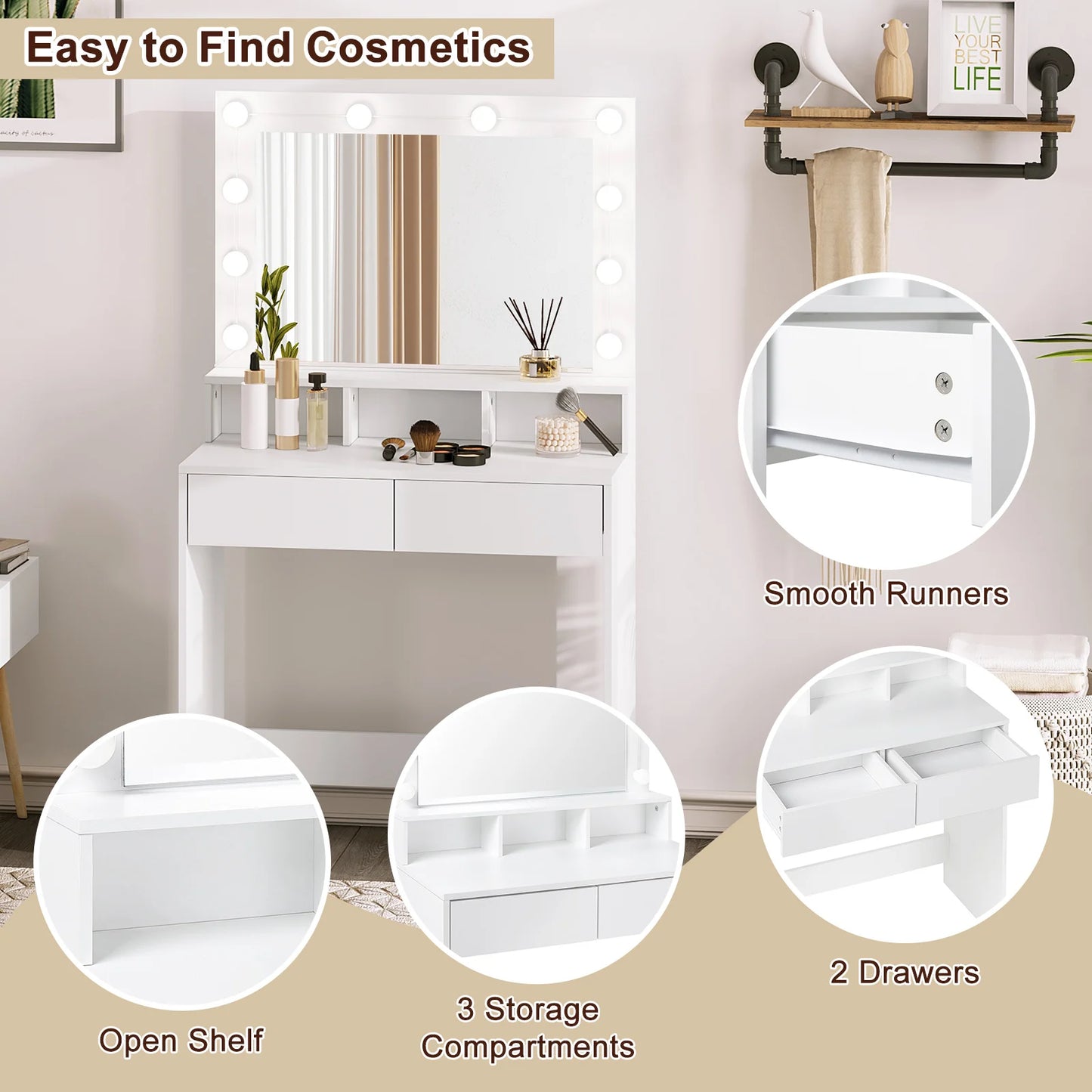Rozalie Make-up Table with LED Mirror