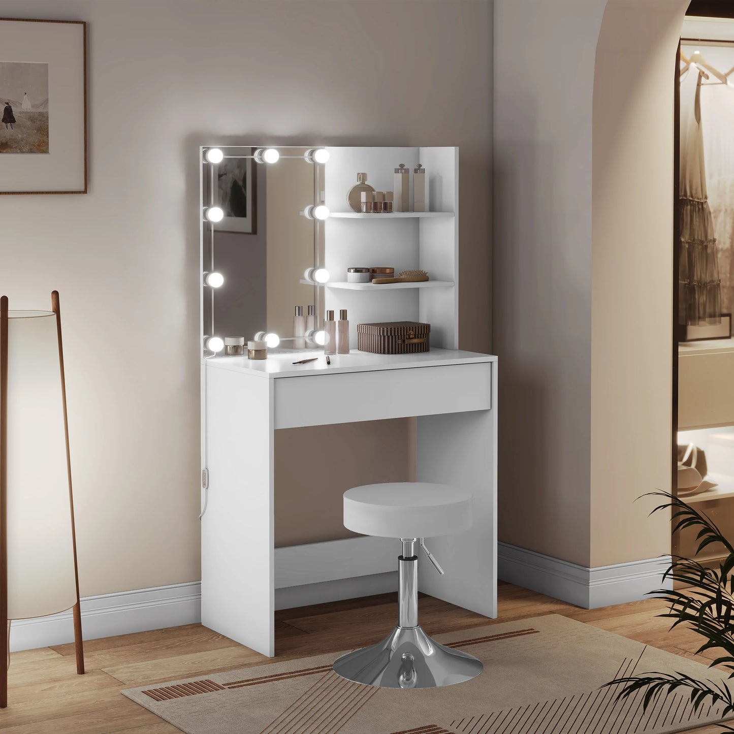 Luna Make-up Table with Chair & LED Mirror