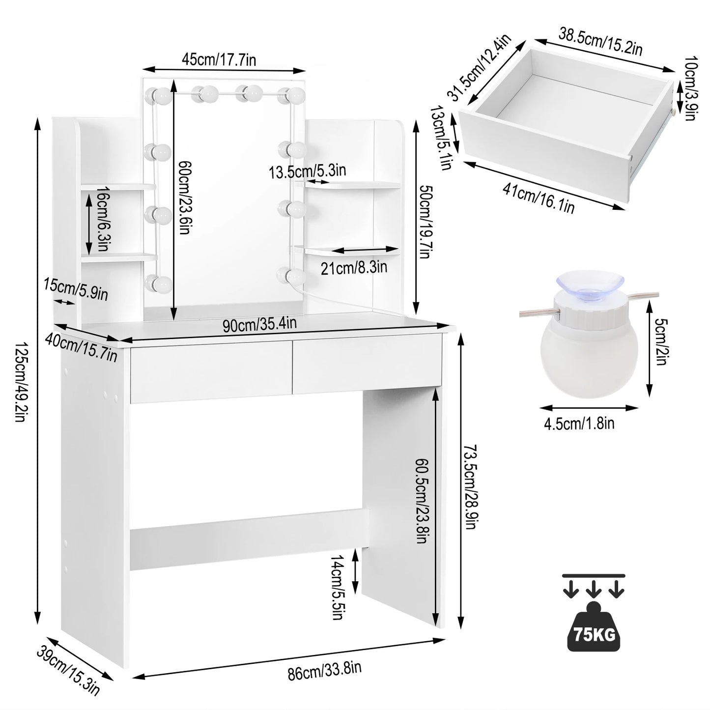 Marie Make-up Table with LED Mirror