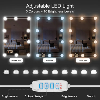 Luna Make-up Table with Chair & LED Mirror