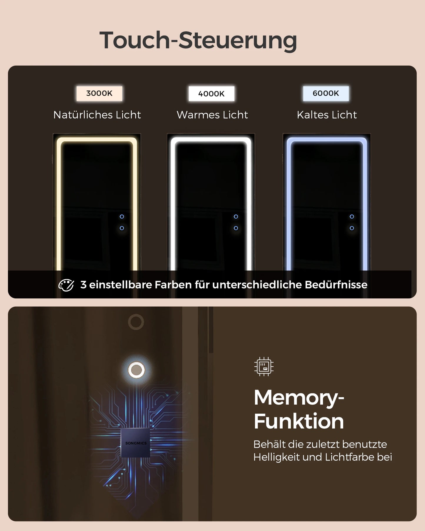 NEW Elegant LED Mirror Jewelry Cabinet