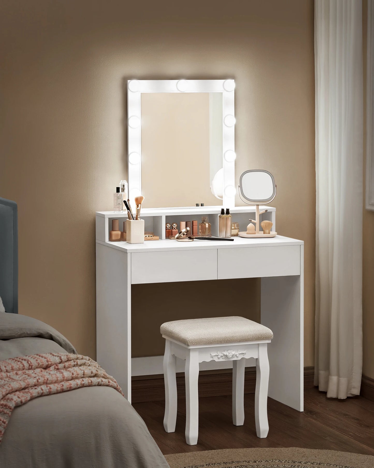 Roza Black Make-up Table with LED Mirror