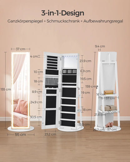 NEW Elegant LED Mirror Jewelry Cabinet