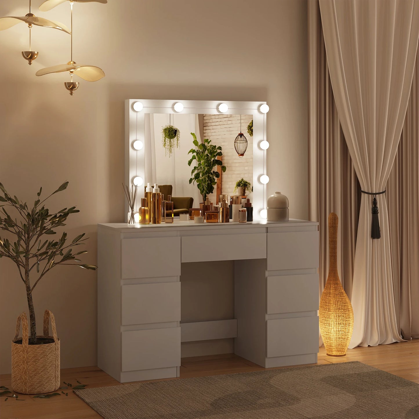 Aurelien Make-up Table with LED Mirror