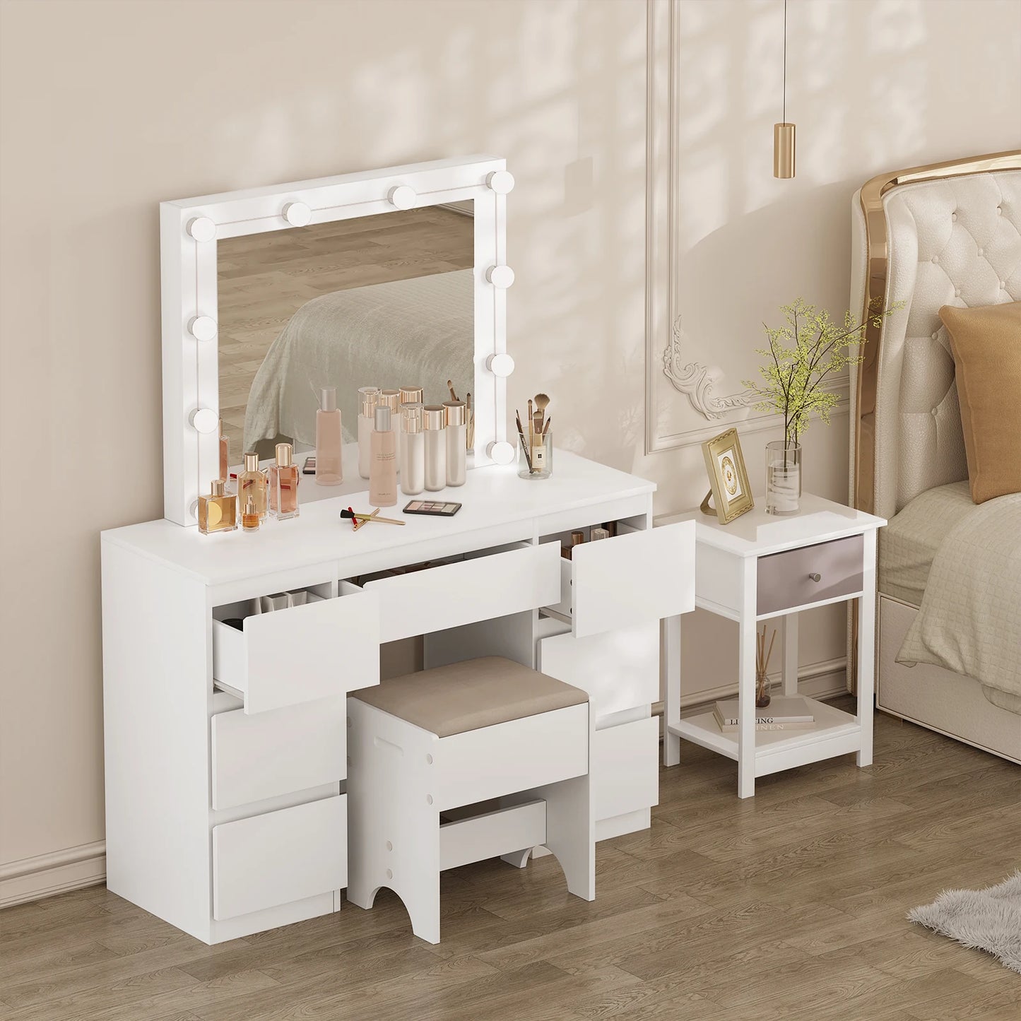 Aurelien Make-up Table with LED Mirror